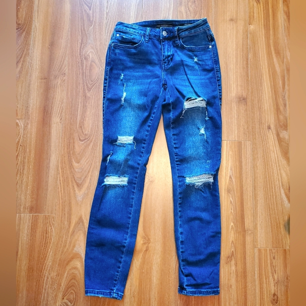 Sexy Length Guess Ripped Jeans